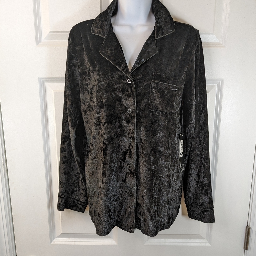 Nicole Miller, velour, blouse, black, size M, nwt